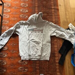 Gray Hooded Sweater with Graphic Design